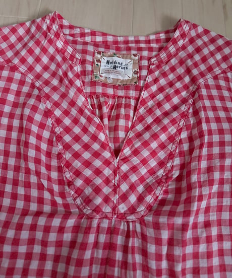 Vintage Red Gingham Peasant Blouse