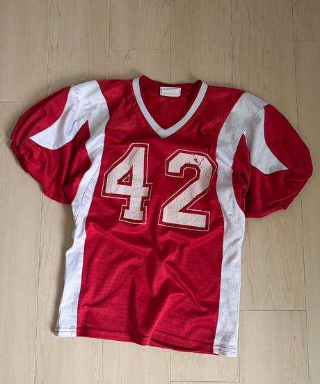 Vintage USA Made Puff Sleeve Football Jersey "42" Red