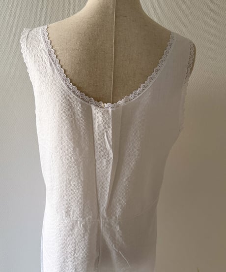 Vintage White Lace Trim Sleeveless Dress Made in USA