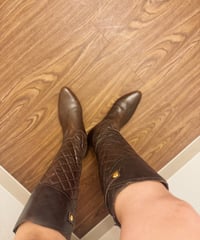 leather buckle long boots