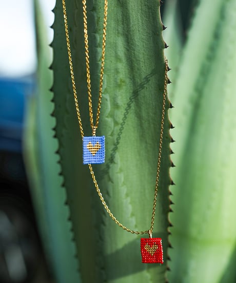 Heart square beads necklace