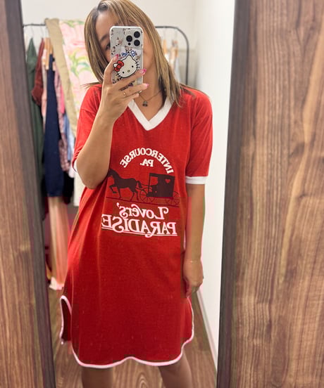 ワンピース Draped Cherry Pattern Mini One-Piece Draped Cherry Pattern Mini One-Piece