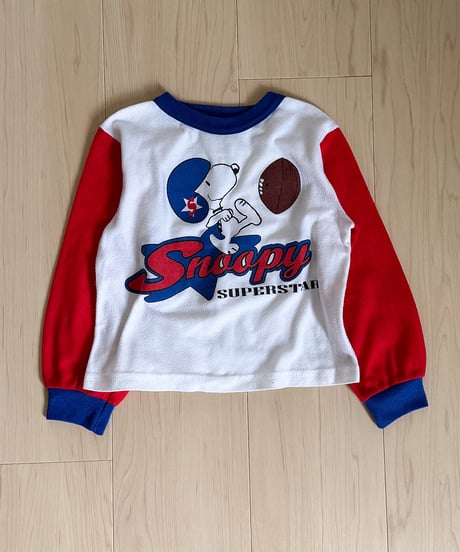 Snoopy “SUPERSTAR” Rugby Tricolor Long Sleeve Tee (4T, US Vintage)