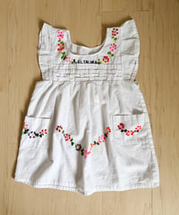 Kids White Mexican Flower Embroidery Dress