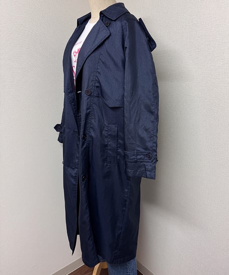 Classic Navy Polyester Trench Coat