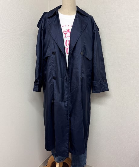 Classic Navy Polyester Trench Coat
