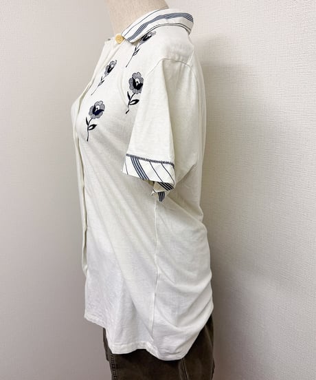 retro flower cotton shirt