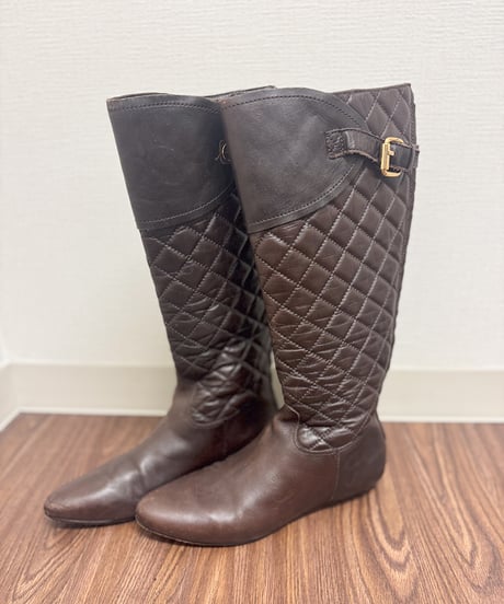 leather buckle long boots