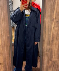 Classic Navy Polyester Trench Coat