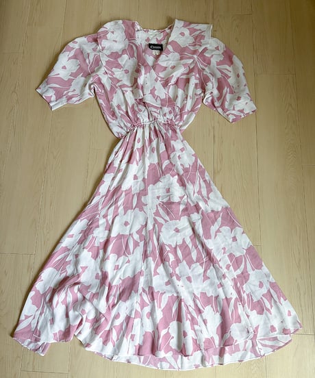 Pink Floral Ruffle Vintage Dress – Made in USA