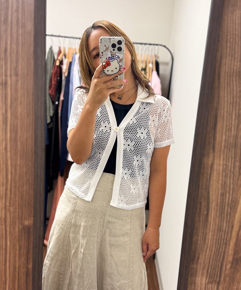 美品 Uhr サイドオープン ドレス シャツ FREE ホワイト ウーア KL4C2K2B56 openwork shirt | LOVES COMPANY STORE