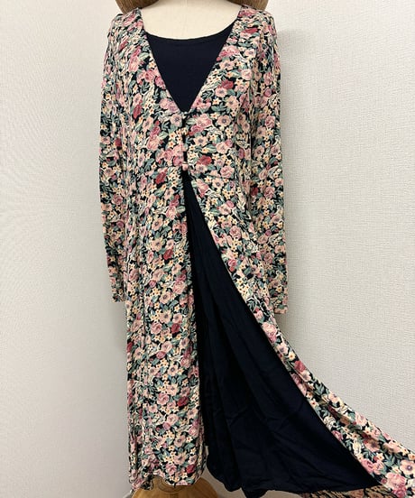 flower layered midi dress