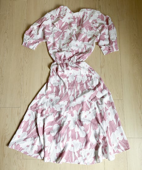 Pink Floral Ruffle Vintage Dress – Made in USA