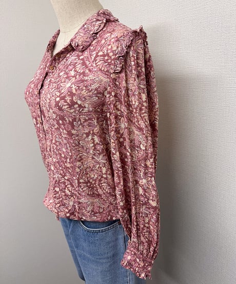 flower frill button blouse