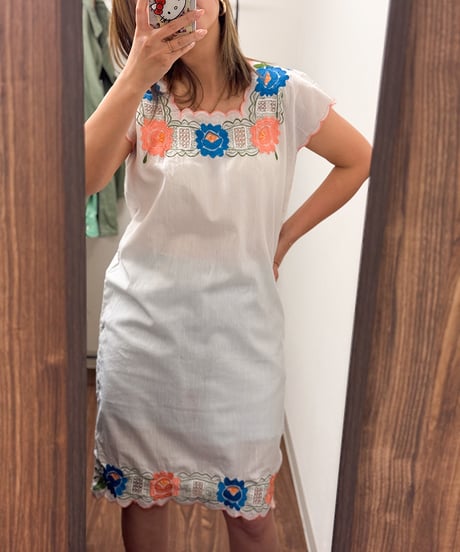 flower embroidery mexican dress