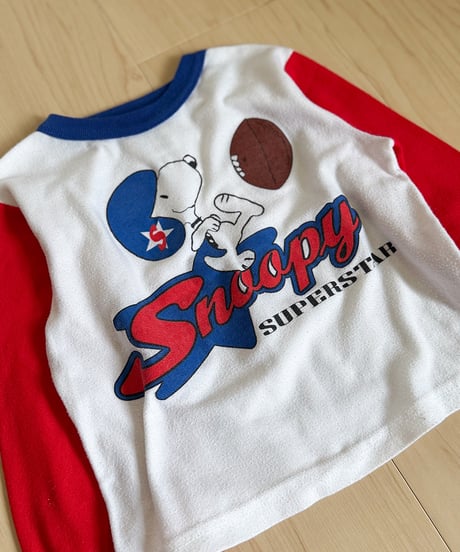 Snoopy “SUPERSTAR” Rugby Tricolor Long Sleeve Tee (4T, US Vintage)