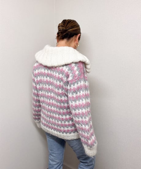 volume mix knit cardigan
