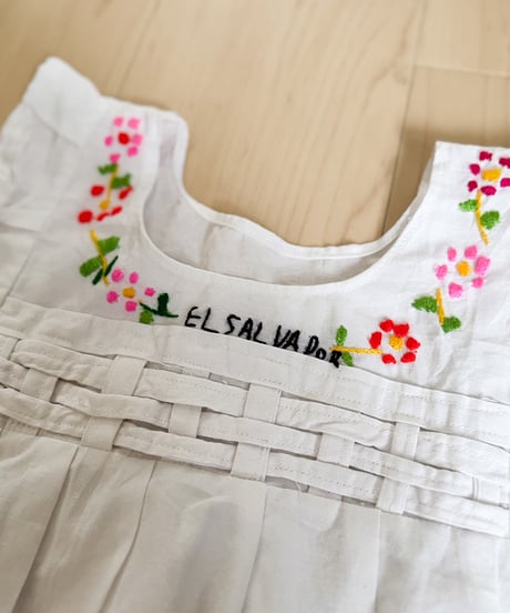 Kids White Mexican Flower Embroidery Dress