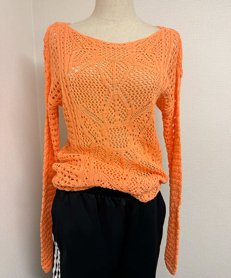 Crochet knit／orange