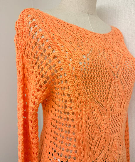 Crochet knit／orange