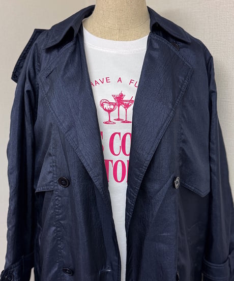 Classic Navy Polyester Trench Coat