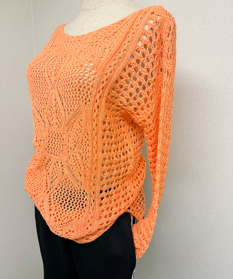 Crochet knit／orange