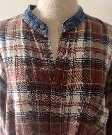 Vintage Denim Collar Check Shirt