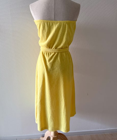 Yellow Pile Fabric Wrap Dress