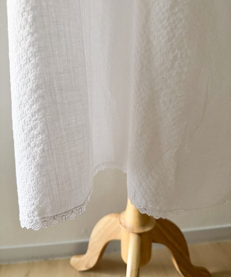 Vintage White Lace Trim Sleeveless Dress Made in USA