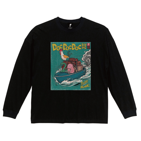 「TRIP!MONK! 」 Vintage Long Sleeve Tshirt / ブラック 長袖　ビッグシルエット