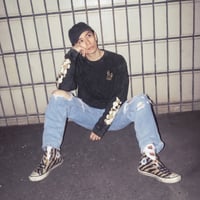 「GIVE ME Kheer」 Long Sleeve Tshirt/ブラック 長袖　ビッグシルエット