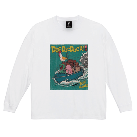 「TRIP!MONK! 」 Long Sleeve Tshirt / ホワイト 長袖　ビッグシルエット