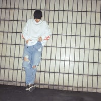 「GIVE ME Kheer」 Long Sleeve Tshirt/ホワイト 長袖　ビッグシルエット