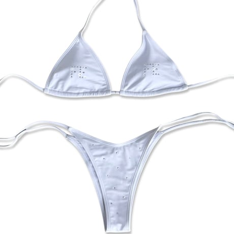 Swarovski Logo BiKiNi White