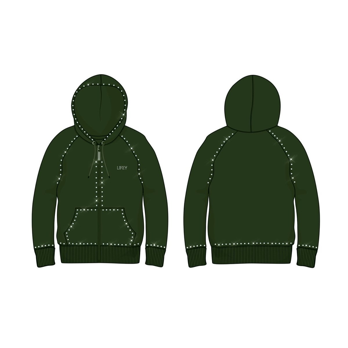 ＿ZIP LINE＿Custom Swarovski Hoodie | LIFEY