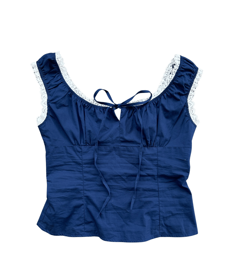 Lace Trimmed Ribbon Blouse | wissy