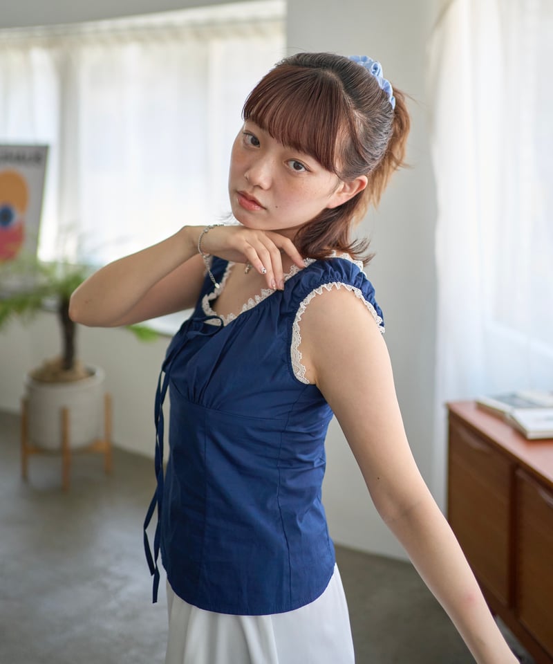 Lace Trimmed Ribbon Blouse | wissy
