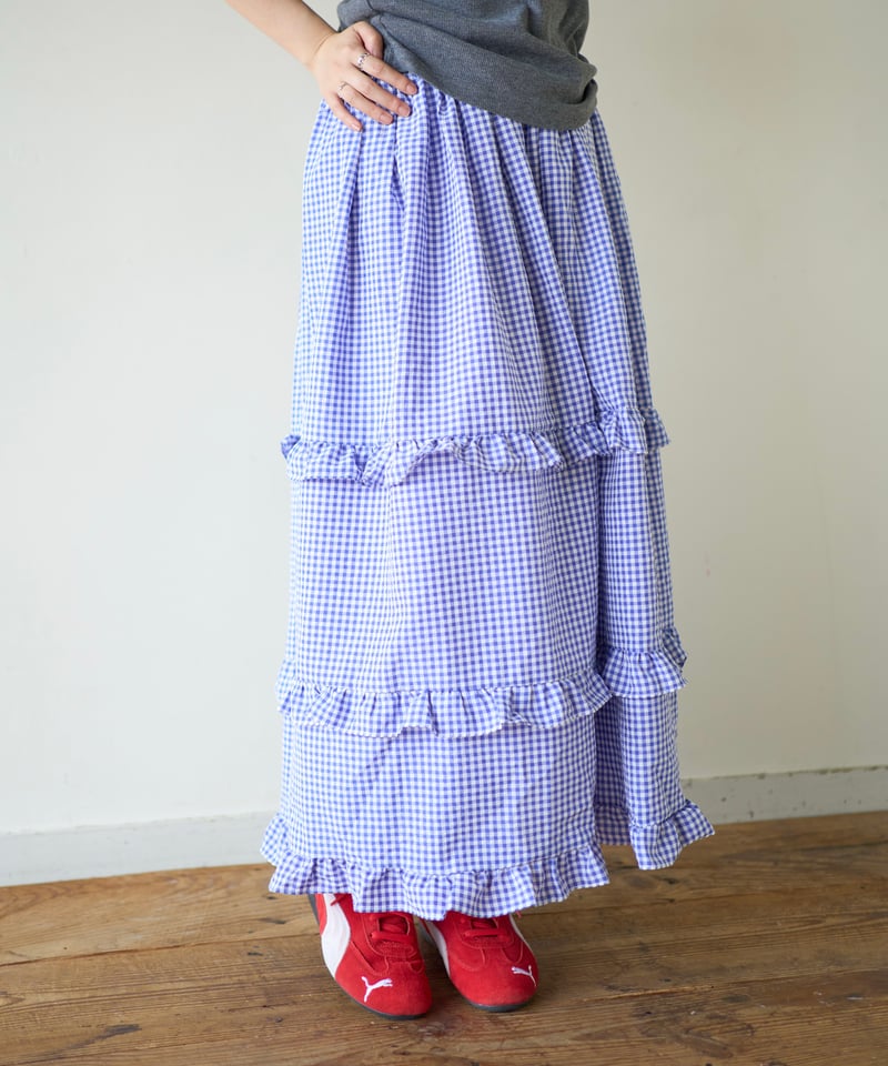 【美品ほぼ新品】 KEITH／キース プリント WHITBY スカート gingham check tiered skirt | wissy