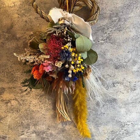 もにょ 【早割価格 】2021年✩.*˚ ドライフラワーいっぱい！ しめ縄 もにょ 【早割価格 】2021年✩.*˚ ドライフラワーいっぱい！ しめ縄 も