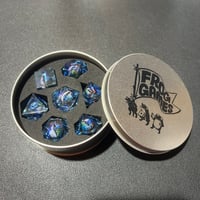 レジンダイスセット　ドラゴンアイズ　ブルー　特製缶ケース付き