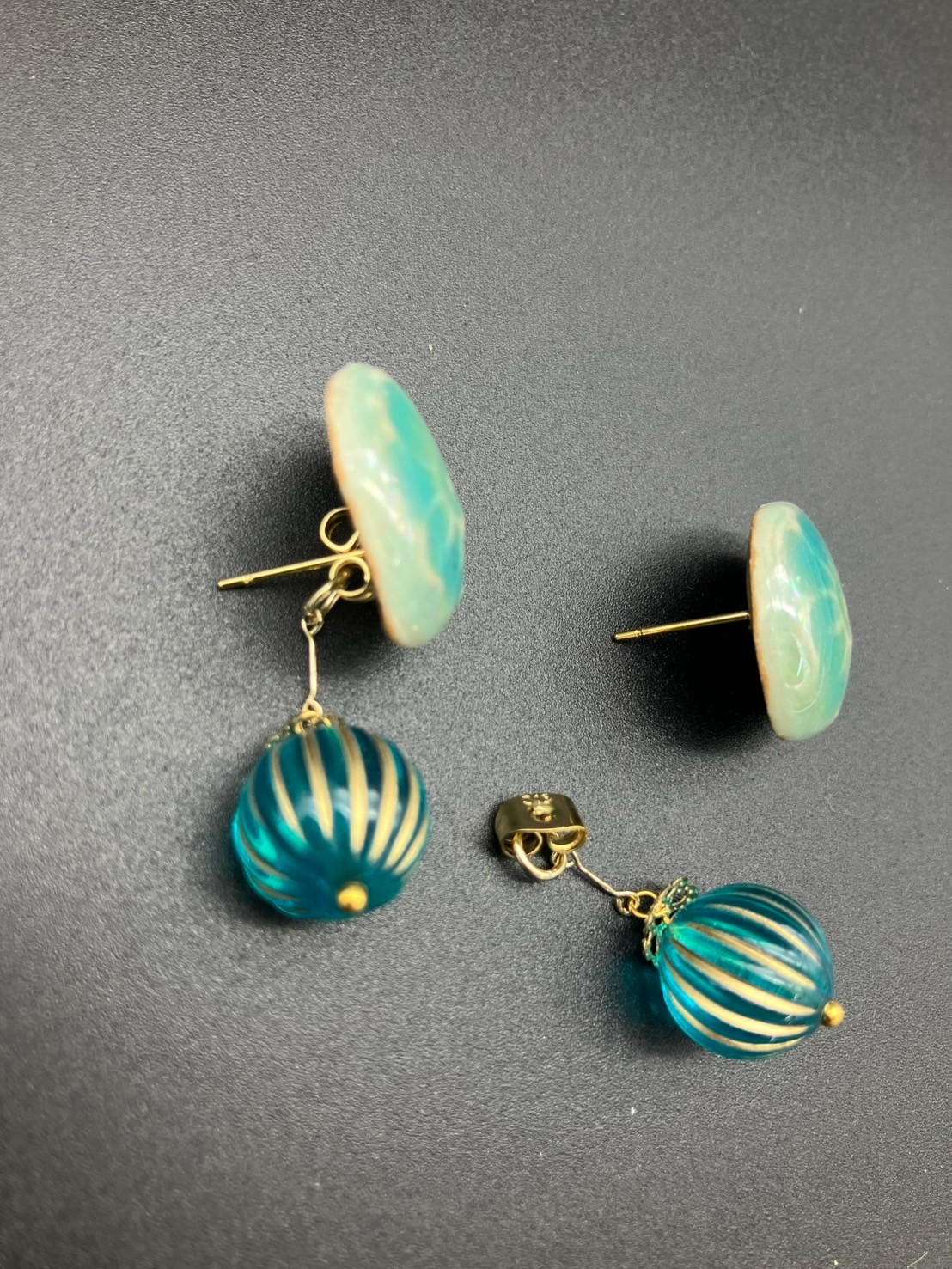 清水焼アクセサリー】ピアス 工芸品 サージカルステンレス 異素材