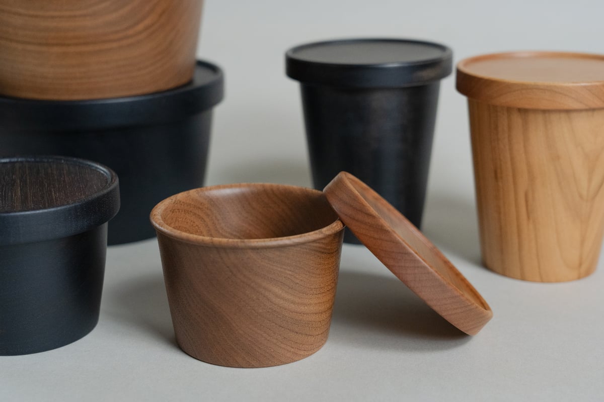 木製、尺8胴張り形広蓋 Raku cup Long（蓋付）/ 木工 / ふもとのさともの | ふもとのさともの