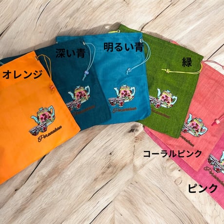 【ティーポット柄】プラナカン刺繍巾着