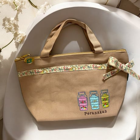 【ティンカット柄】プラナカン刺繍リボン付きミニトート