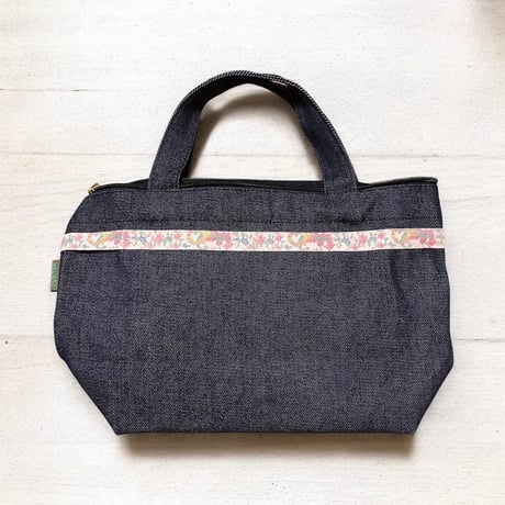 【スプーン柄】プラナカン刺繍リボン付きミニトート