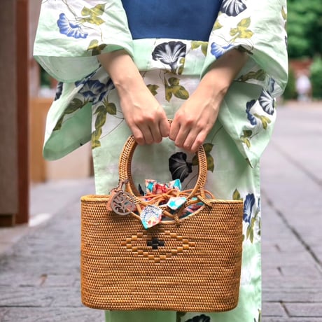 【リングハンドル】インド綿・和布内布付きアタバッグ