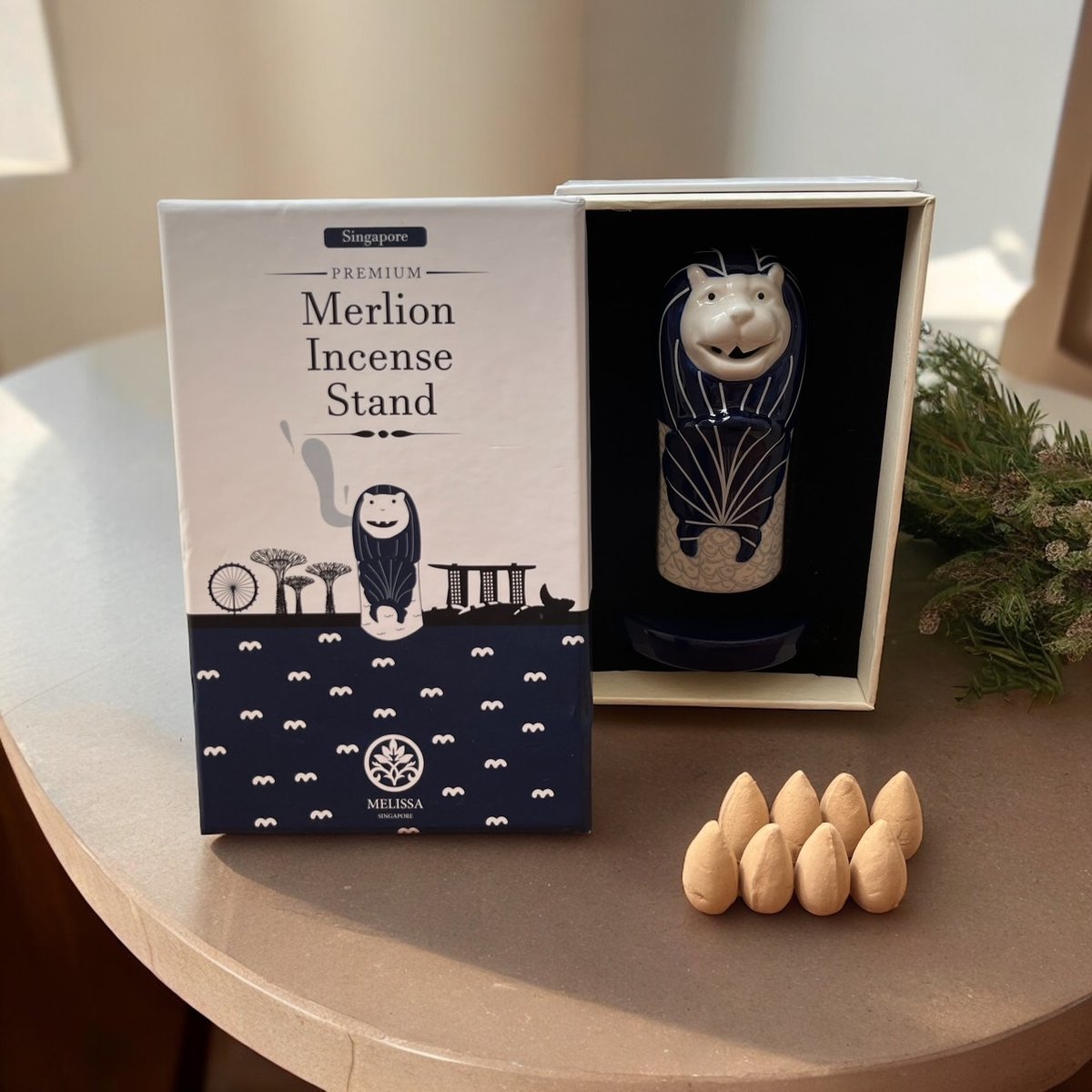 マーライオンインセンスバーナ-セット(コーンインセンス付き