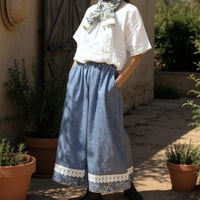 【ガウチョパンツ】ブルー