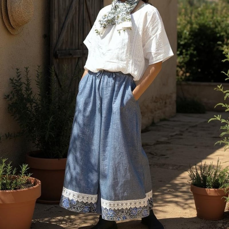 ガウチョパンツ】ブルー | メリッサ雑貨