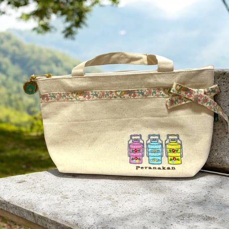 【ティンカット柄】プラナカン刺繍リボン付きミニトート